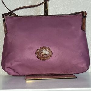 Dooney & Bourke Plum Nylon And Brown Leather Details Crossbody Bag